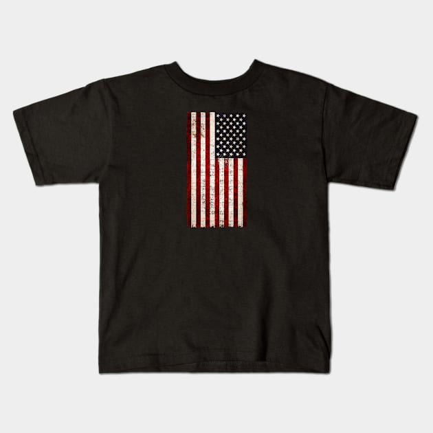 Vintage USA Flag, All American Flag, Distressed Worn United States Flag US 4th of July Flag, 4 de Julio Ropa Kids T-Shirt by SW-Longwave